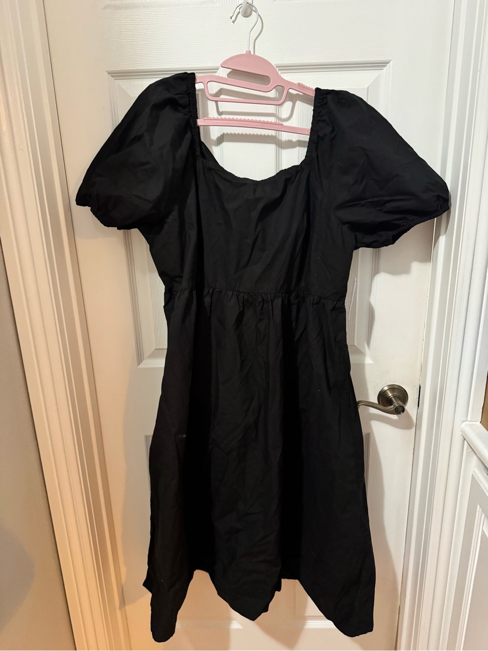 Time and Tru Black Puff Sleeve Square Neck Midi Dress